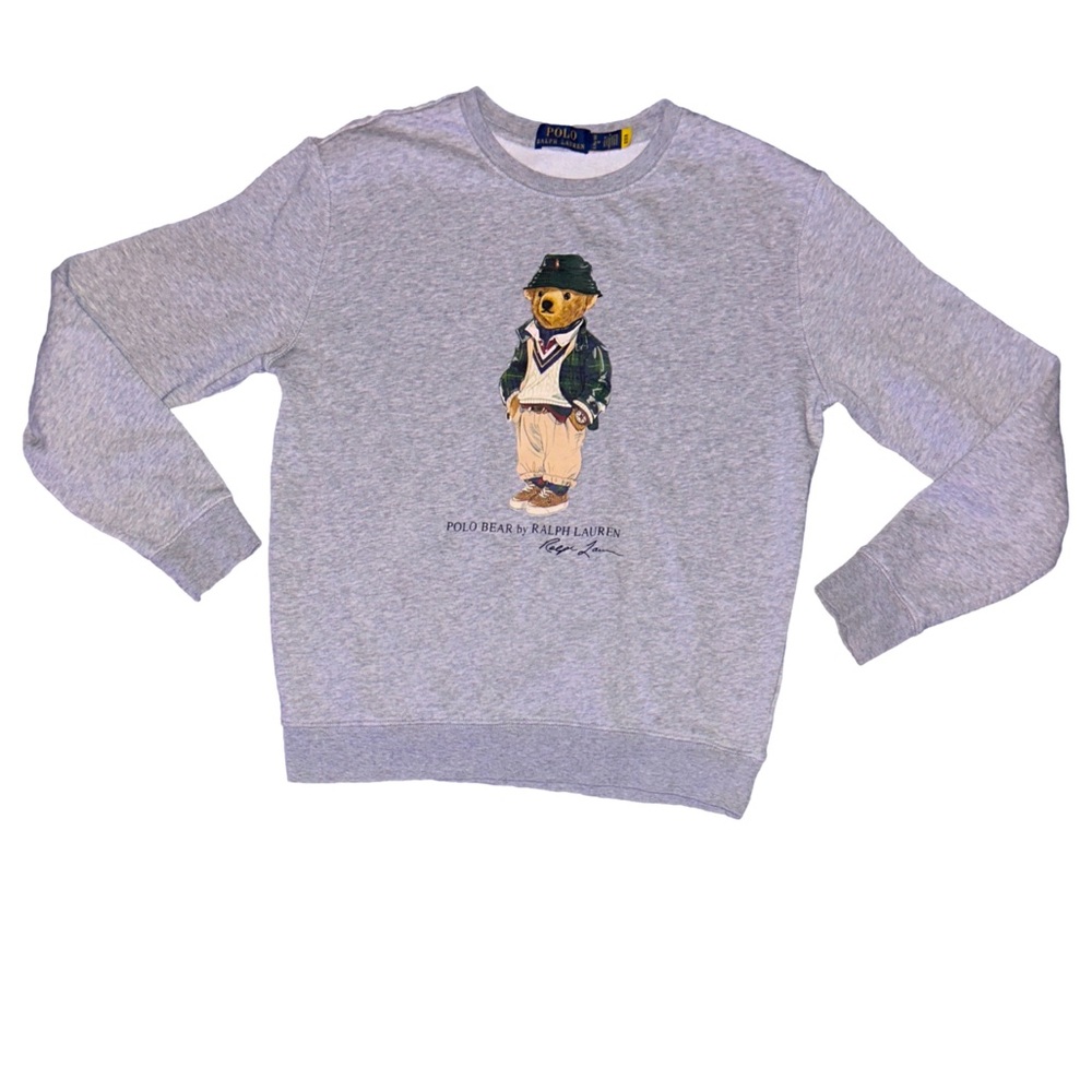 Ralph Lauren Gray Sweatshirt with Bear Graphic